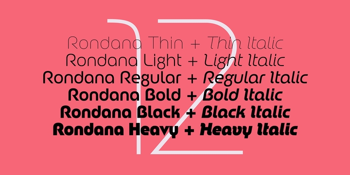 Ejemplo de fuente Rondana Light Italic